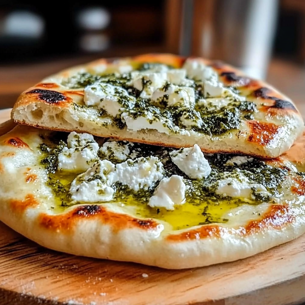 Recipe preparation for Feta Spring Flatbread