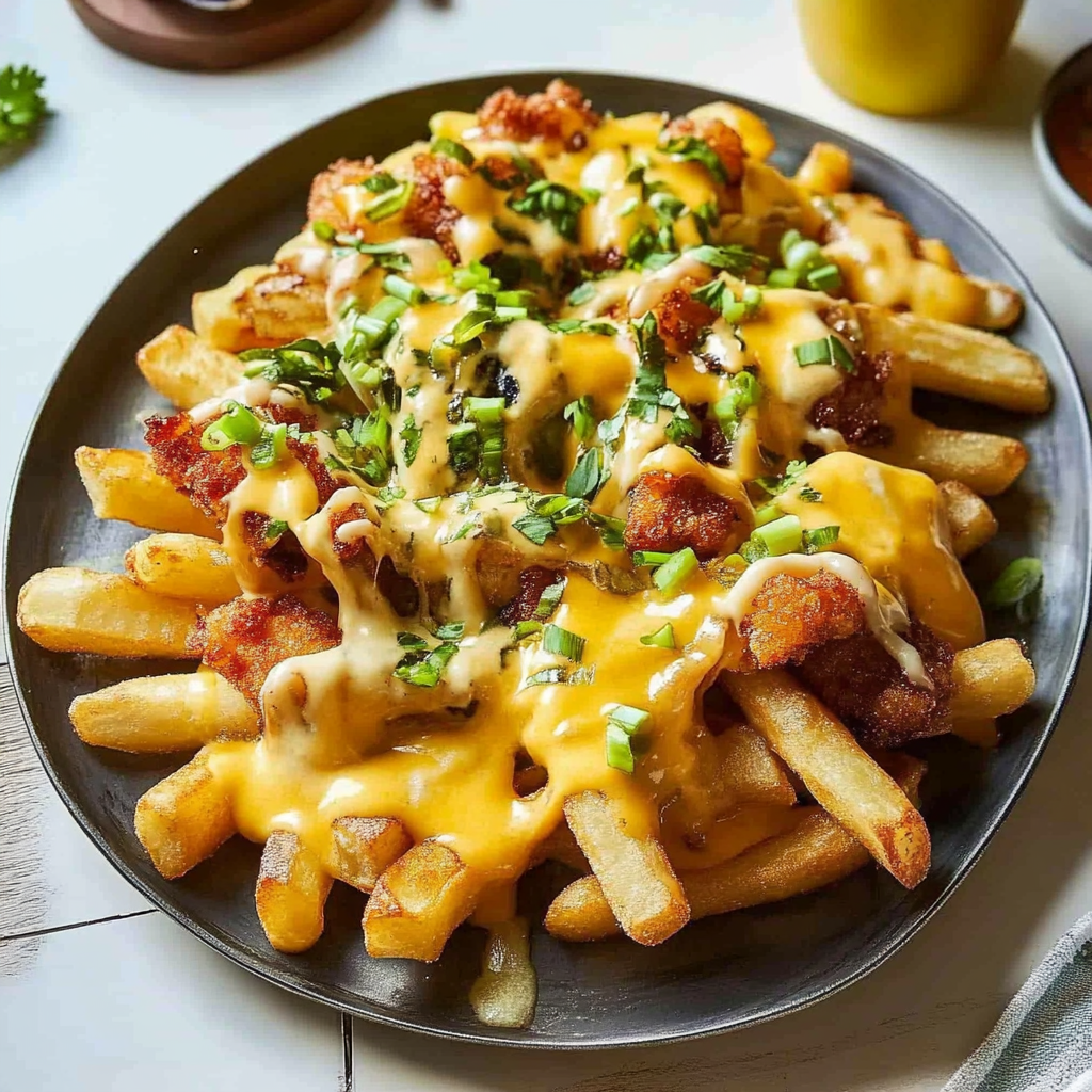Recipe preparation for Breakfast Poutine with Hollandaise Sauce