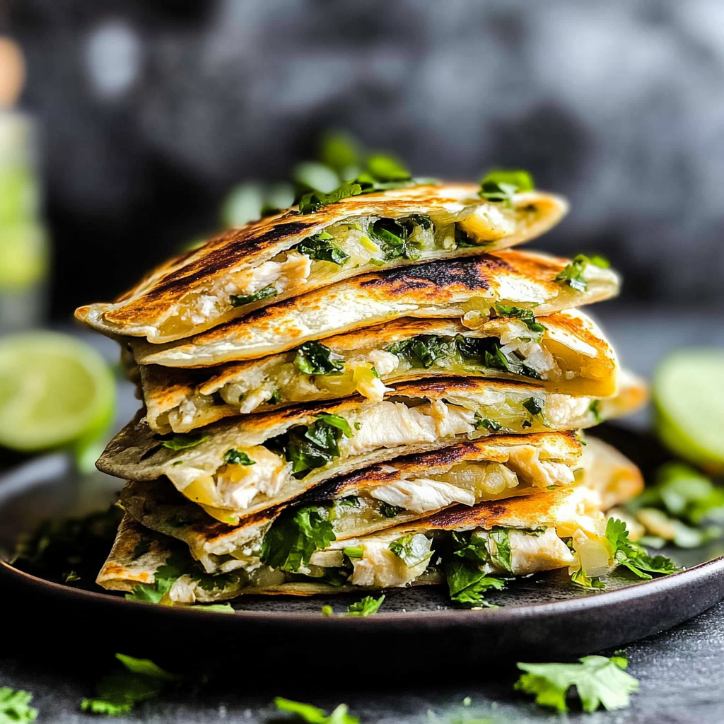Recipe preparation for Cilantro Lime Chicken Quesadillas