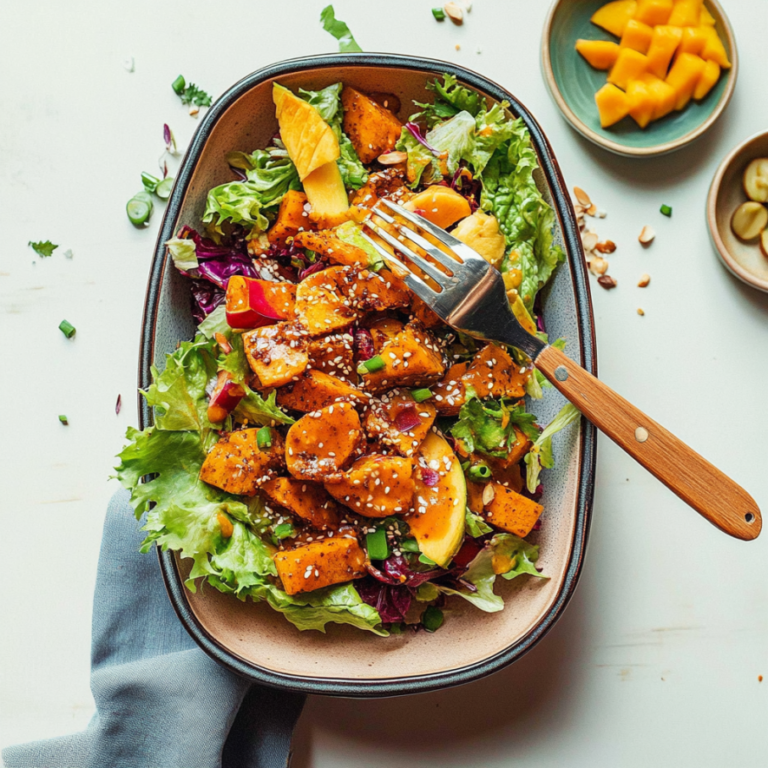 Refreshing Vibrant Mango Salad with Peanut Dressing Recipe