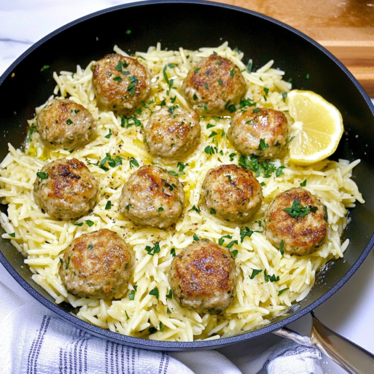 Irresistible Greek Chicken Meatballs with Lemon Orzo Recipe