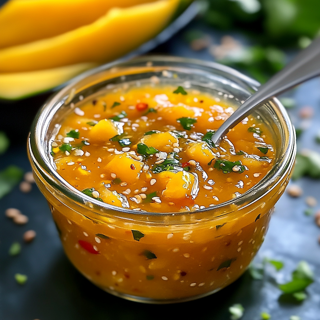 Recipe preparation for Mango Habanero Honey Garlic Sauce