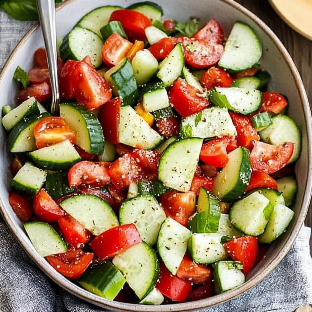 Recipe preparation for Cucumber Tomato Salad