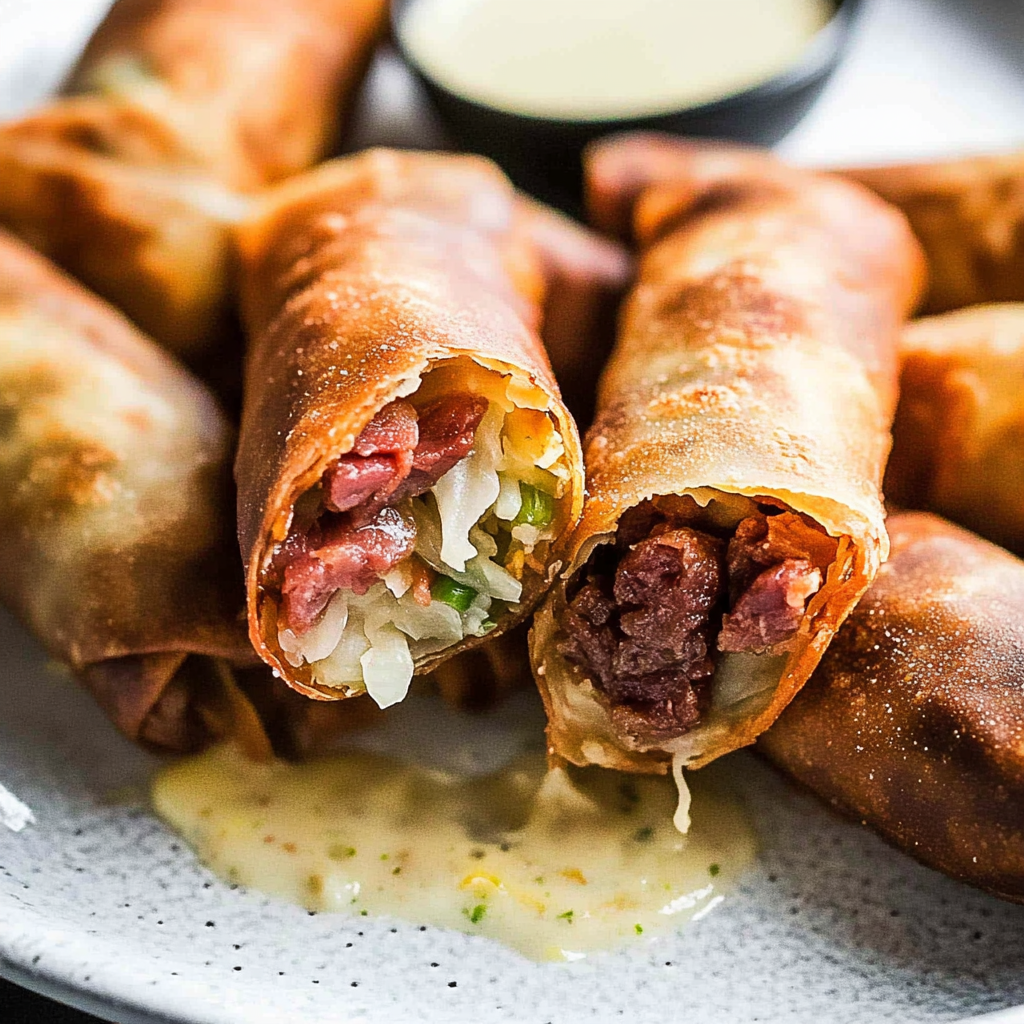 Recipe preparation for Corned Beef And Cabbage Egg Rolls