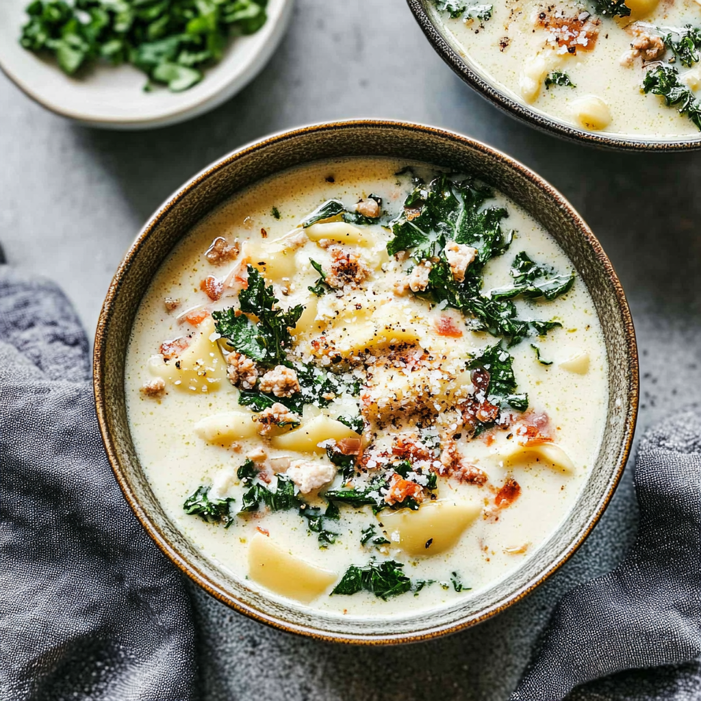 Recipe preparation for Creamy Zuppa Toscana