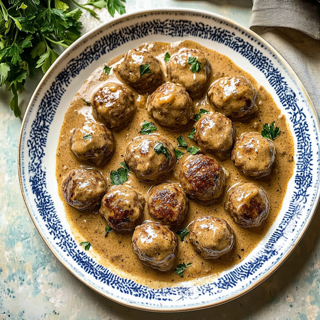 Recipe preparation for Beef Stroganoff Meatballs