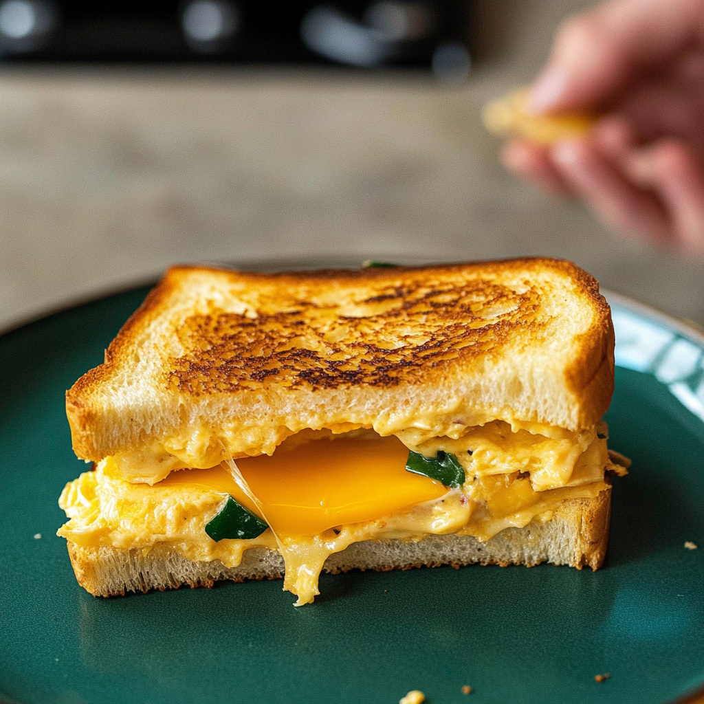Recipe preparation for Grilled Cheese And Egg Sandwich