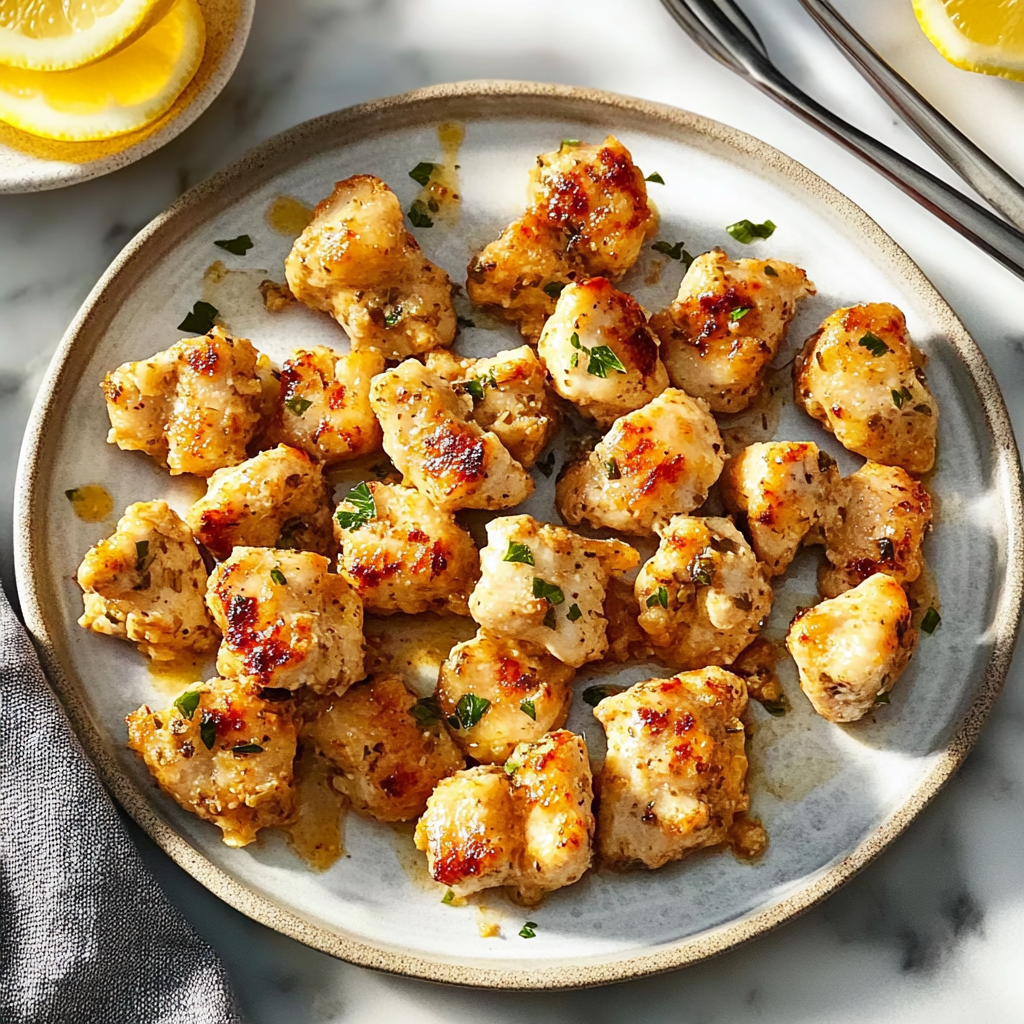 Recipe preparation for Lemon Garlic Butter Chicken Bites