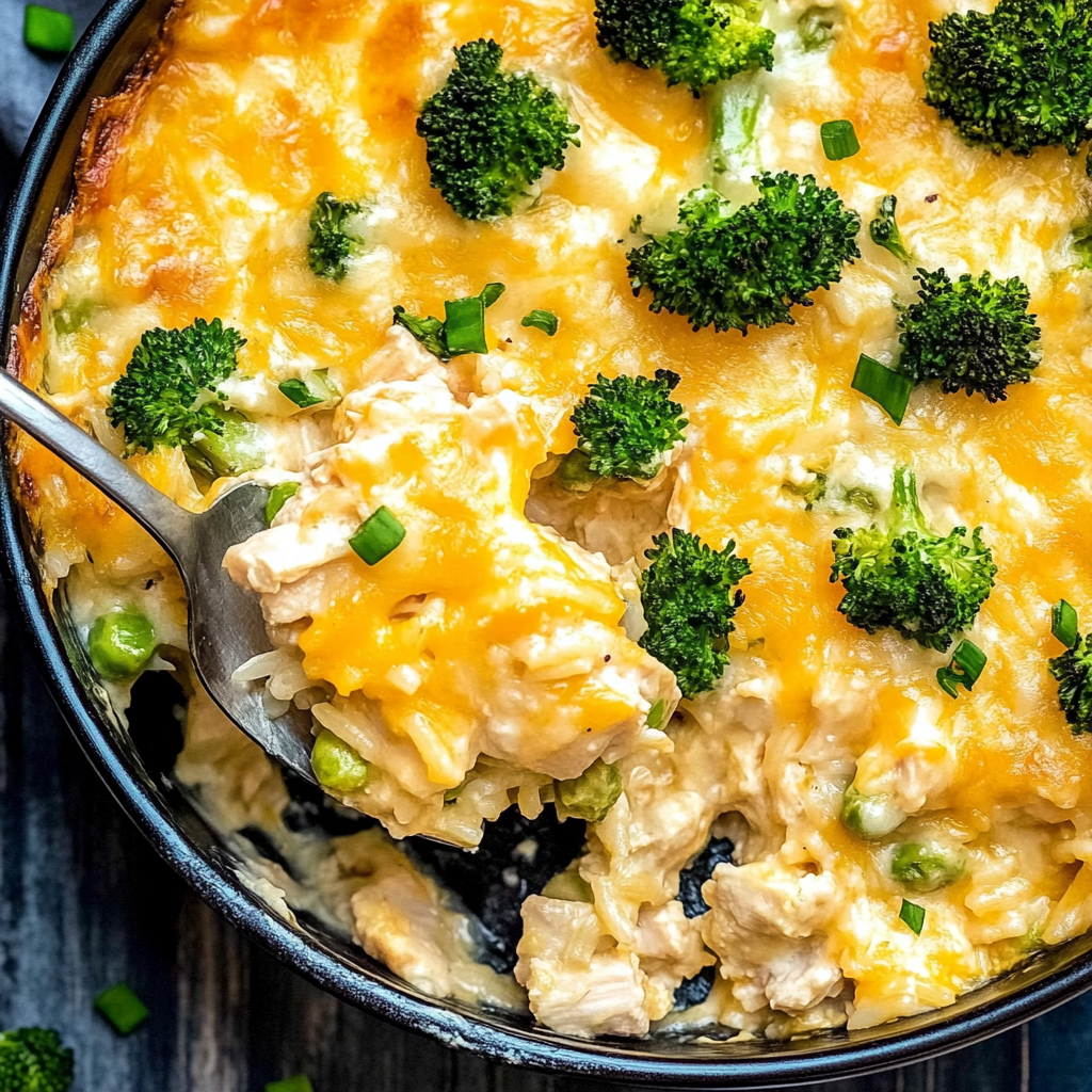 Recipe preparation for Cheesy Chicken and Rice Casserole