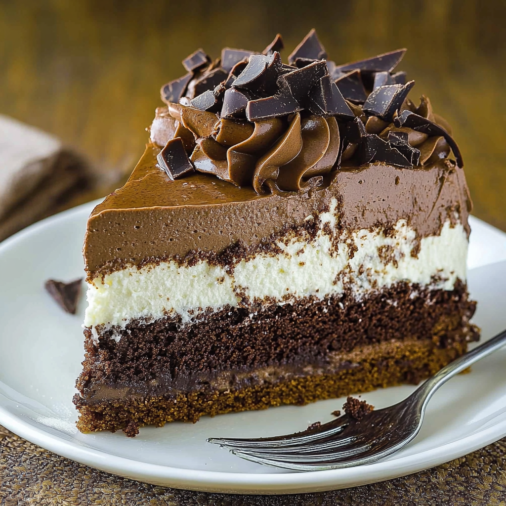 Recipe preparation for Triple Layer Chocolate Mousse Cake