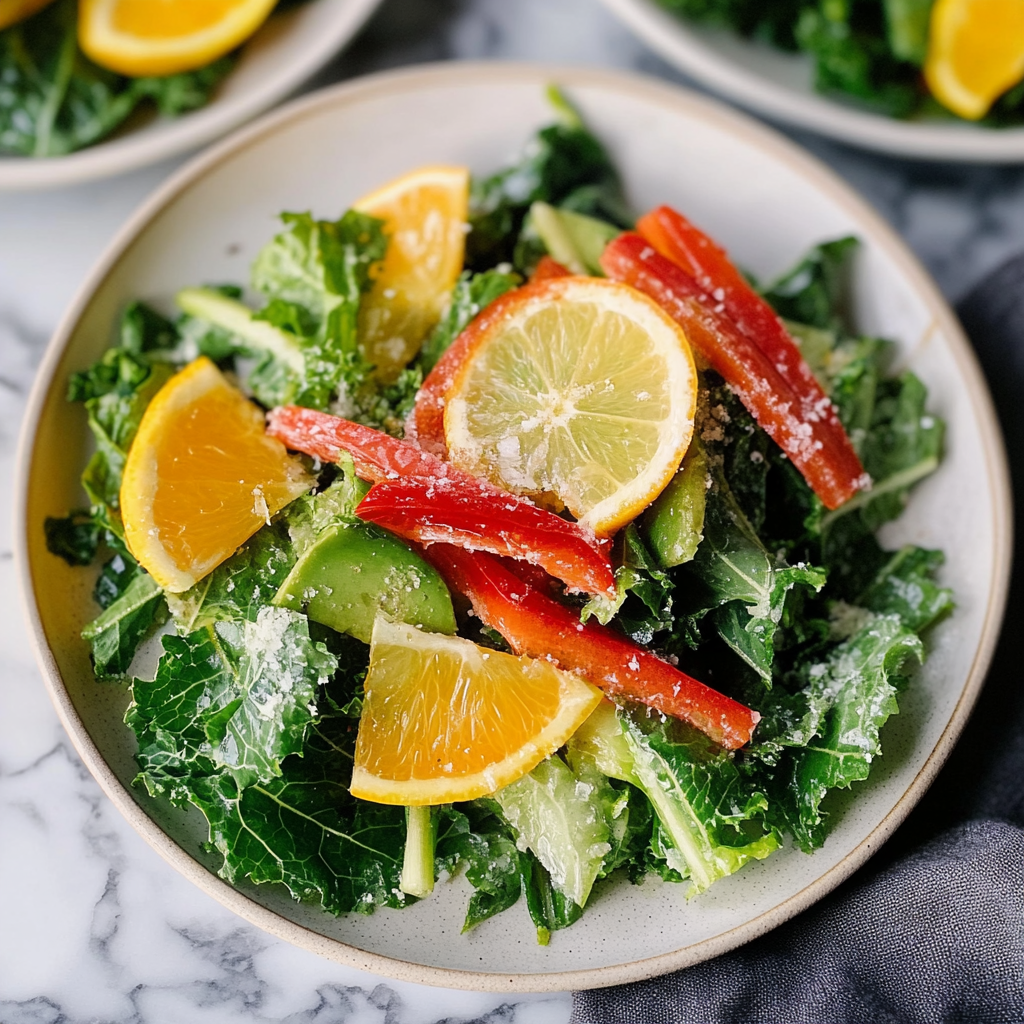 Recipe preparation for Citrus Kale Salad