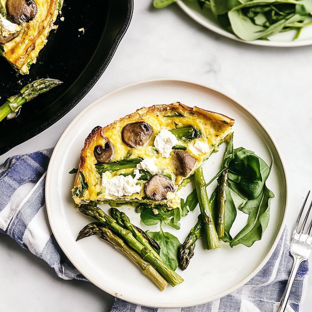 Recipe preparation for Asparagus and Mushroom Frittata