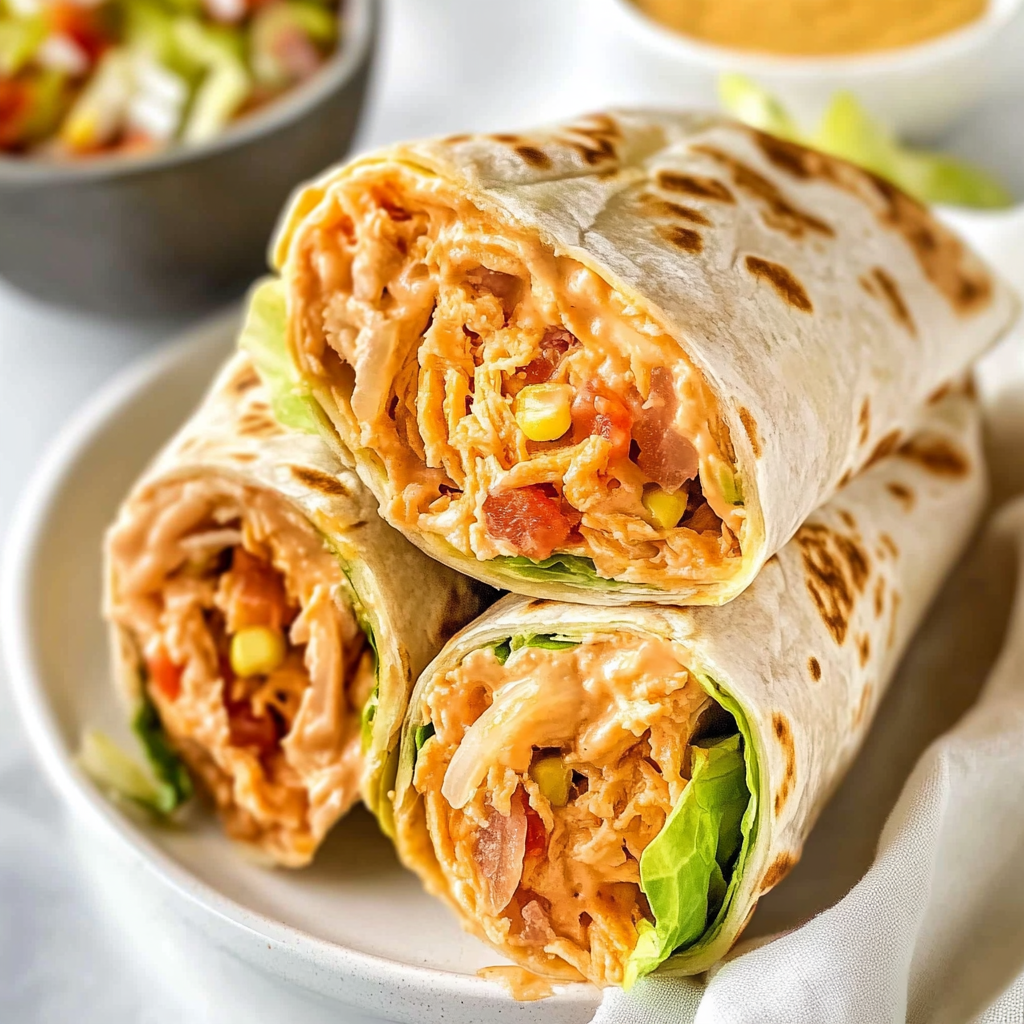 Recipe preparation for Buffalo Chicken Wrap