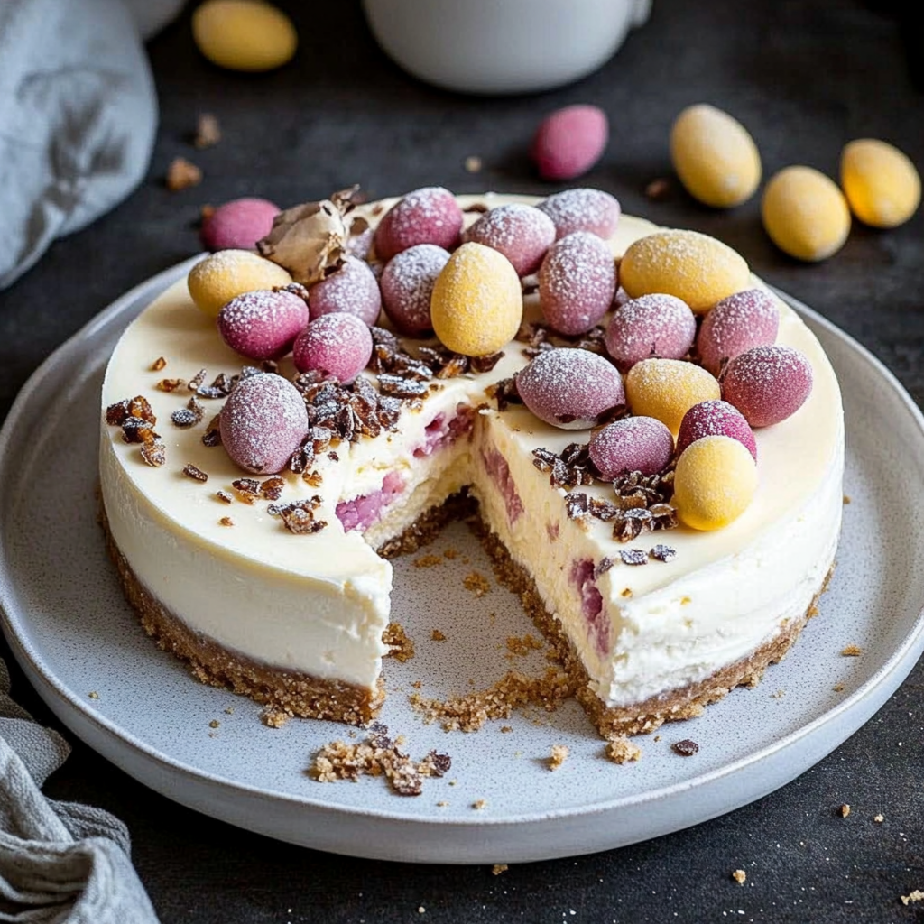 Recipe preparation for Easter Mini Egg Cheesecake