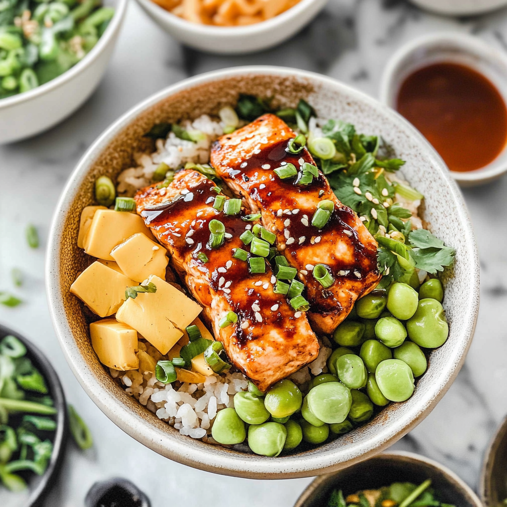 Recipe preparation for Teriyaki Salmon Bowl