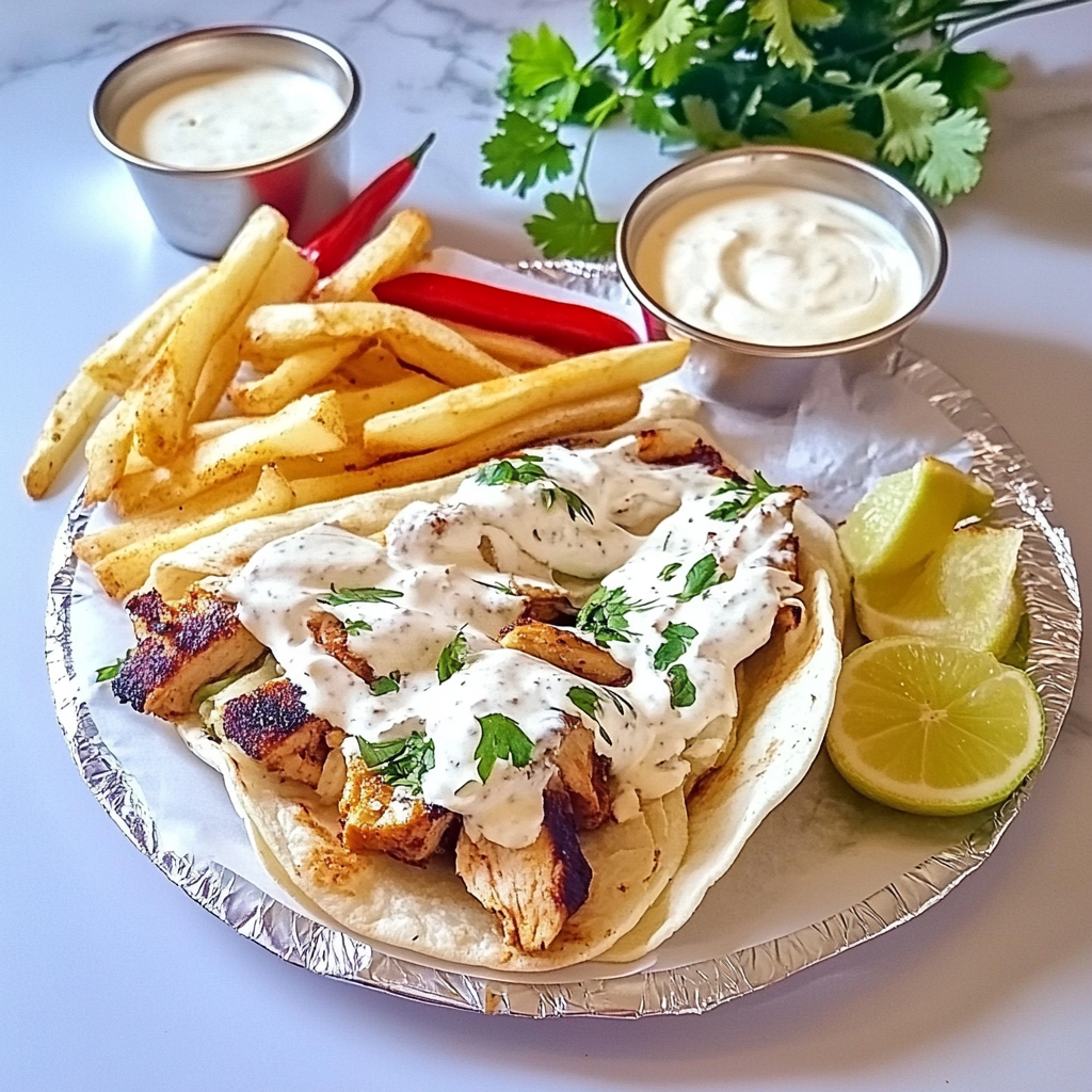 Recipe preparation for Chicken Shawarma with Garlic Sauce