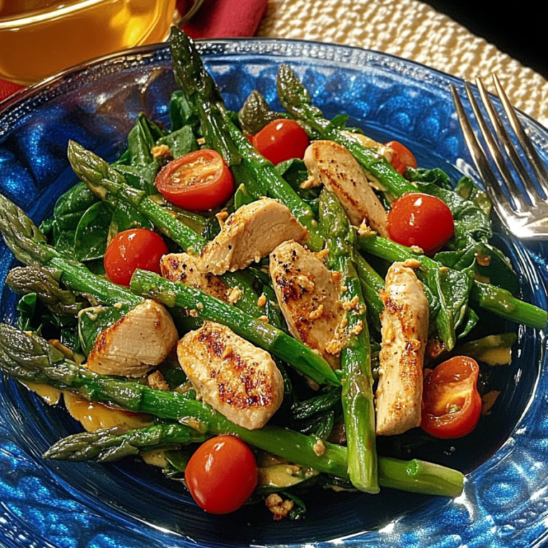 Delicious Asparagus Spinach Salad with Chicken Recipe