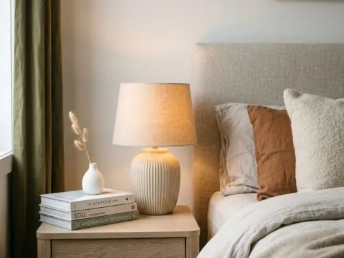 Warm Minimalist Nightstand Styling