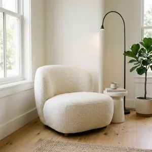 Cream Bouclé Accent Chair