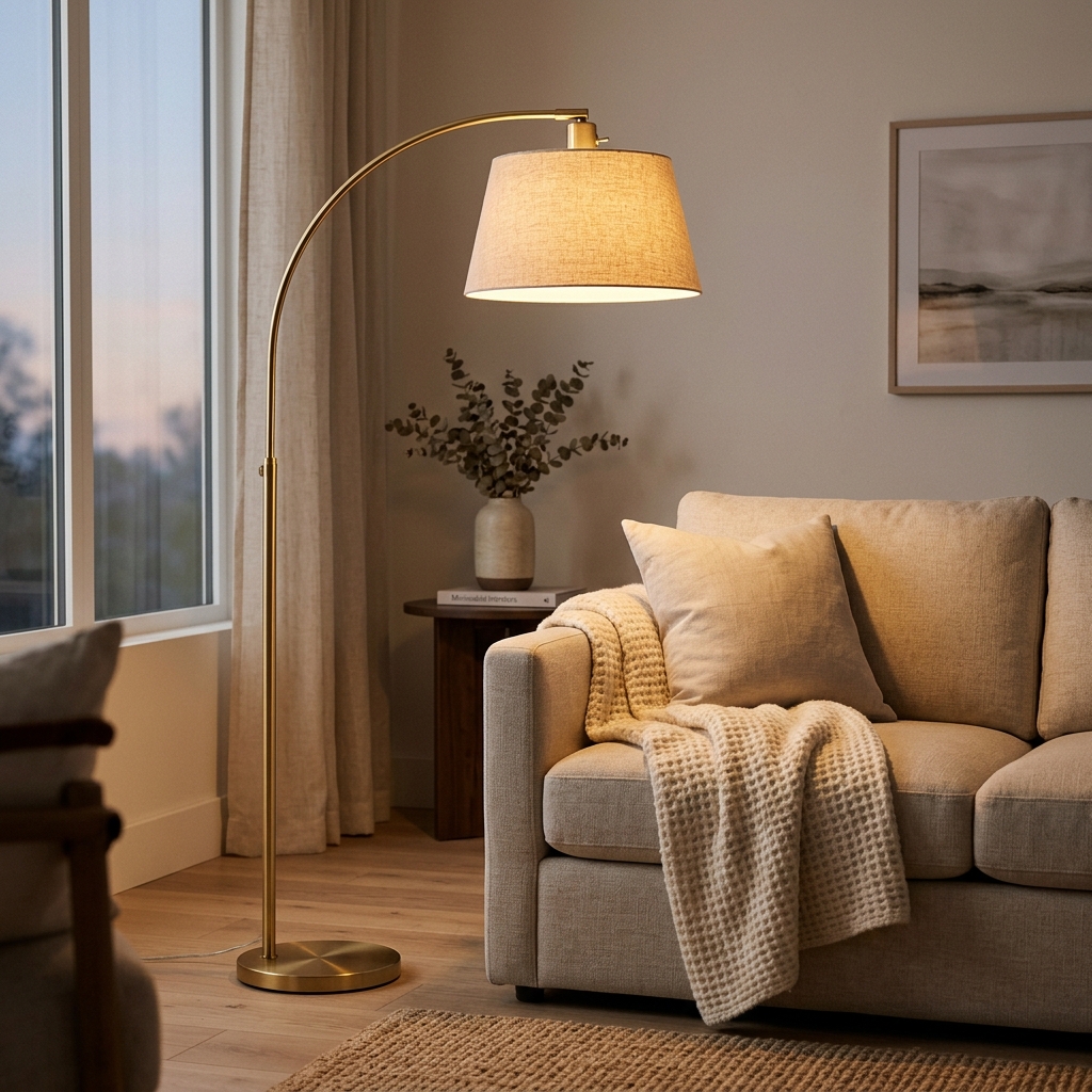 Minimalist Arched Brass Floor Lamp