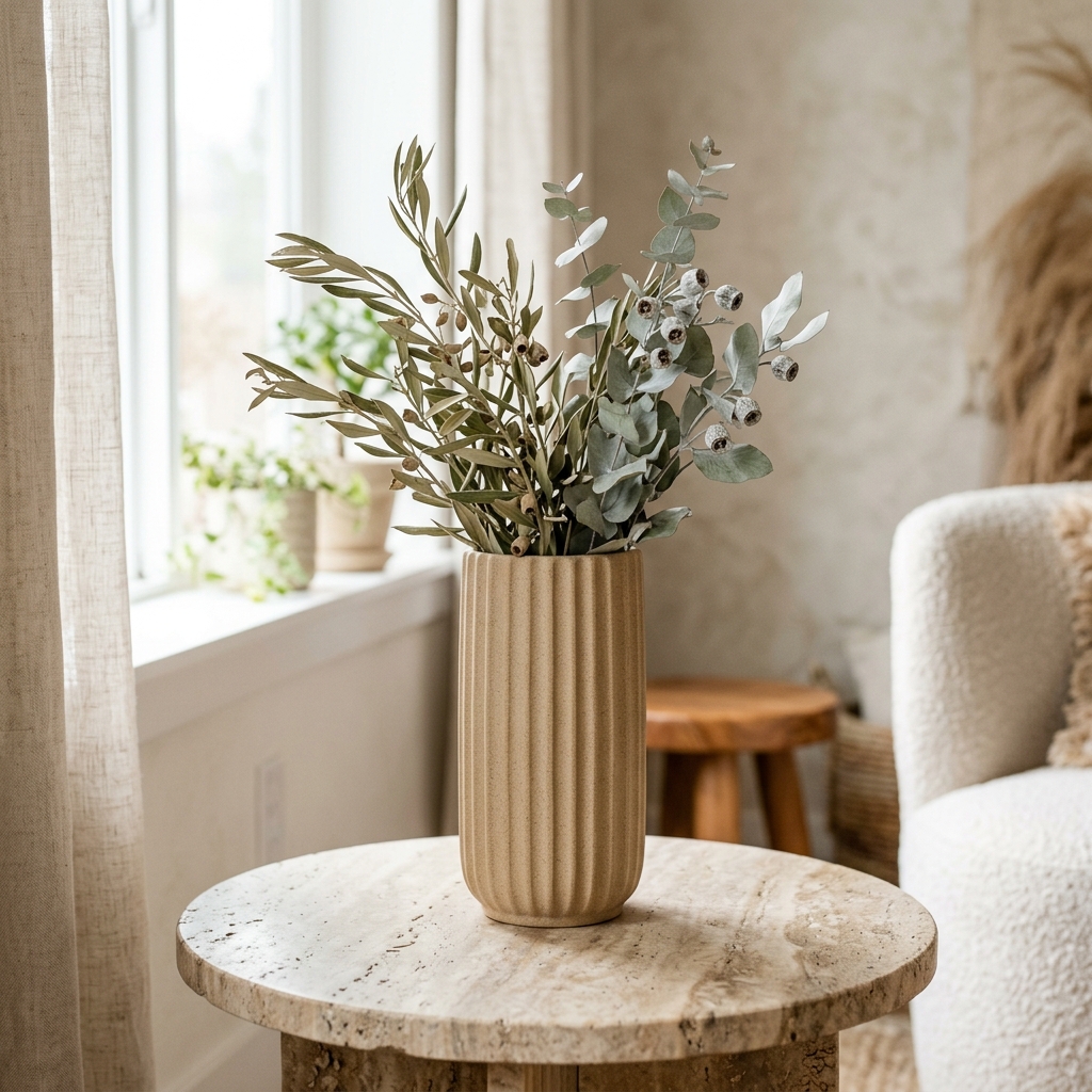 Fluted Ceramic Ribbed Vase